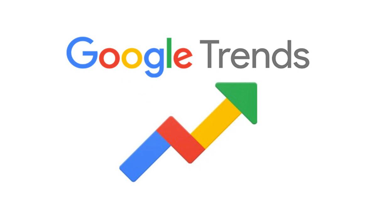 Logo of Google Trends featuring the words Google Trends with a colorful rising graph symbolizing increasing search interest.